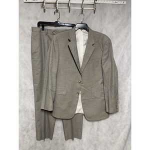 Jos A Bank Suit Men 42L 43L Beige Micro Check Wool Cotton‎ Academia 37x31 P Luxe